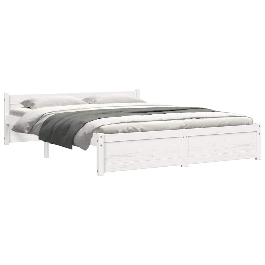 Bed Frame without Mattress White Solid Wood 135x190 cm Double