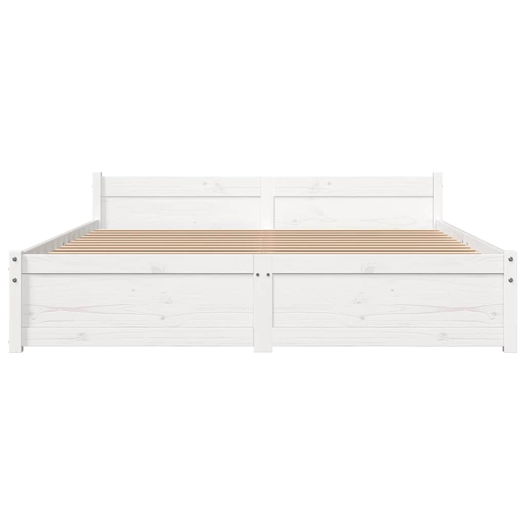 Bed Frame without Mattress White Solid Wood 135x190 cm