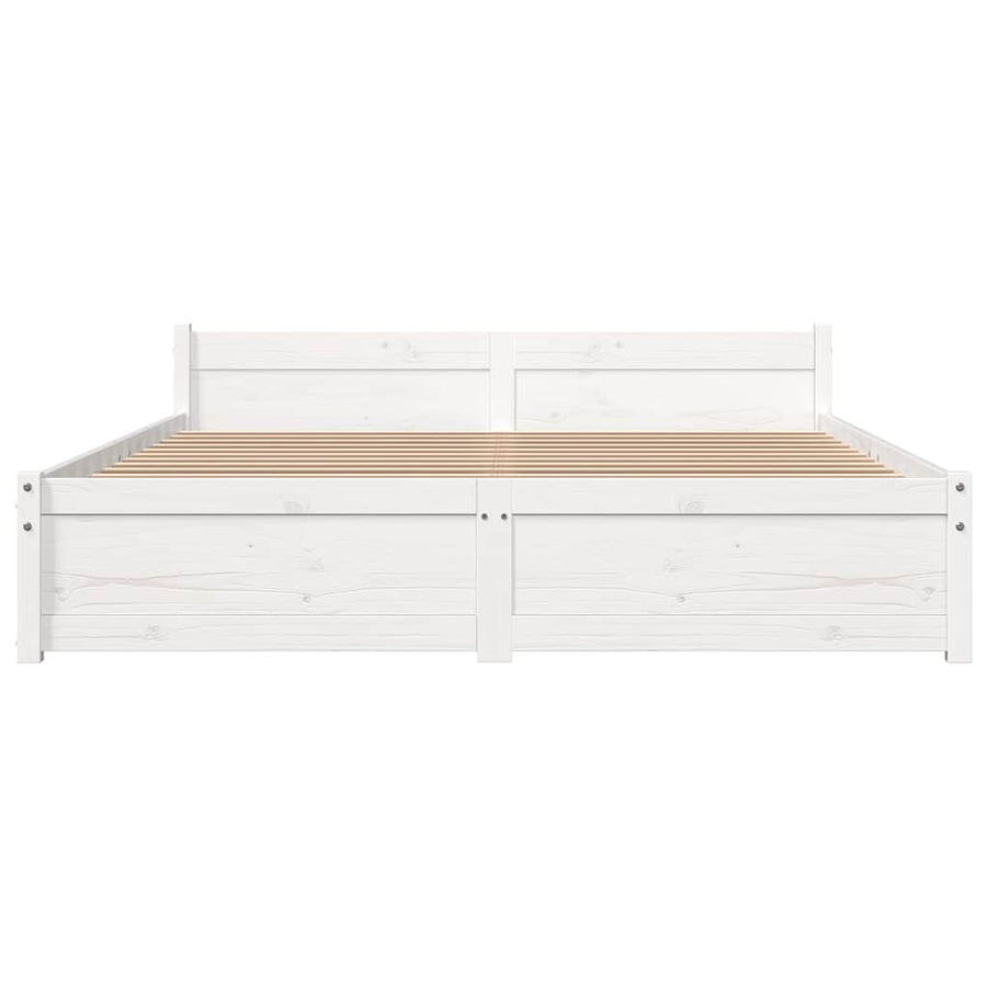 Bed Frame without Mattress White Solid Wood 135x190 cm Double