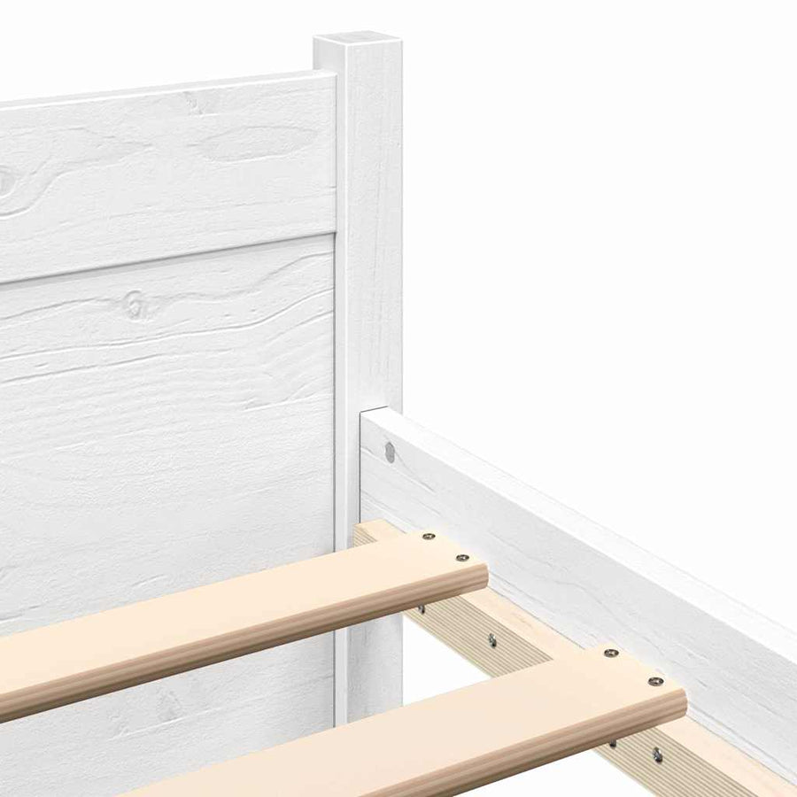 Bed Frame without Mattress White Solid Wood 135x190 cm Double