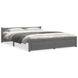 Bed Frame without Mattress Grey Solid Wood 135x190 cm