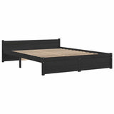 Bed Frame without Mattress Black Solid Wood 135x190 cm