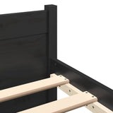 Bed Frame without Mattress Black Solid Wood 150x200 cm - Close-Up Angle