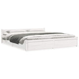 Bed Frame without Mattress White Solid Wood 183x203 cm King