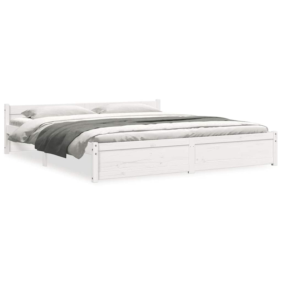 Bed Frame without Mattress White Solid Wood 180x200 cm