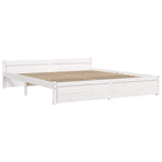 Bed Frame without Mattress White Solid Wood 180x200 cm