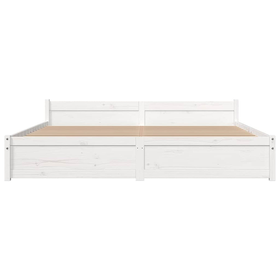 Bed Frame without Mattress White Solid Wood 180x200 cm