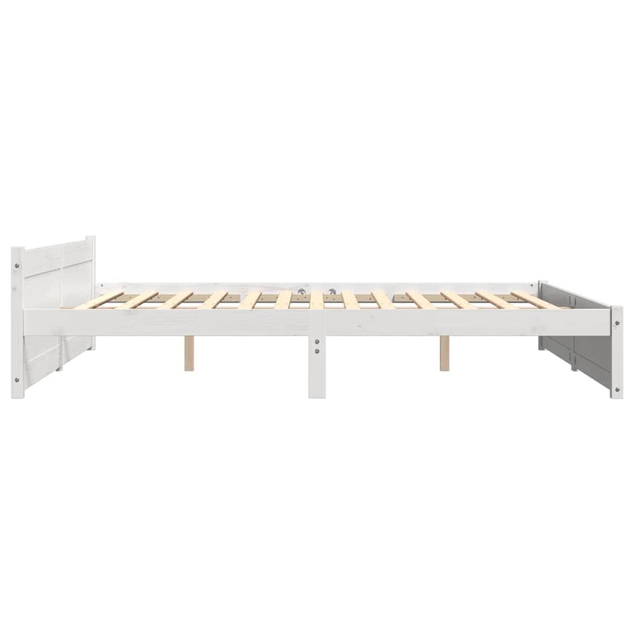 Bed Frame without Mattress White Solid Wood 180x200 cm