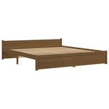 Bed Frame without Mattress Honey Brown Solid Wood 183x203 cm King - Side View