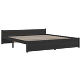 Bed Frame without Mattress Black Solid Wood 183x203 cm King - Side View