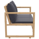 2 Piece Garden Lounge Set with Dark Grey Cushions Bamboo