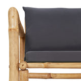 2 Piece Garden Lounge Set with Dark Grey Cushions Bamboo - Low Angle
