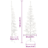 Slim Artificial Half Christmas Tree with Stand White 120 cm - Low Angle