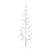 Slim Artificial Half Christmas Tree with Stand White 150 cm
