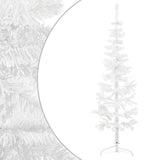 Slim Artificial Half Christmas Tree with Stand White 150 cm - Front View