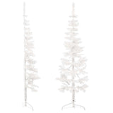 Slim Artificial Half Christmas Tree with Stand White 150 cm