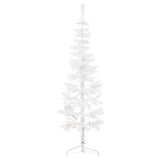 Slim Artificial Half Christmas Tree with Stand White 180 cm