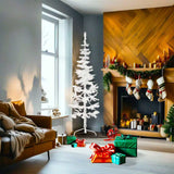 Slim Artificial Half Christmas Tree with Stand White 180 cm - Front View