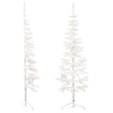 Slim Artificial Half Christmas Tree with Stand White 180 cm - Top-Down View