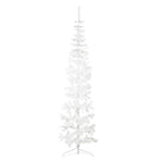 Slim Artificial Half Christmas Tree with Stand White 210 cm
