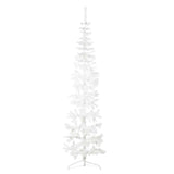 Slim Artificial Half Christmas Tree with Stand White 210 cm