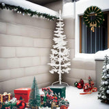 Slim Artificial Half Christmas Tree with Stand White 210 cm