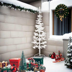 Slim Artificial Half Christmas Tree with Stand White 210 cm