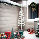Slim Artificial Half Christmas Tree with Stand White 210 cm - Front View