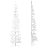 Slim Artificial Half Christmas Tree with Stand White 210 cm - 45-Degree Angle