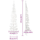 Slim Artificial Half Christmas Tree with Stand White 210 cm