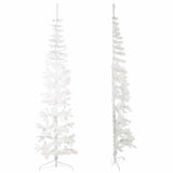 Slim Artificial Half Christmas Tree with Stand White 240 cm - Side View