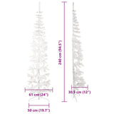 Slim Artificial Half Christmas Tree with Stand White 240 cm