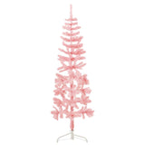 Slim Artificial Half Christmas Tree with Stand Pink 120 cm