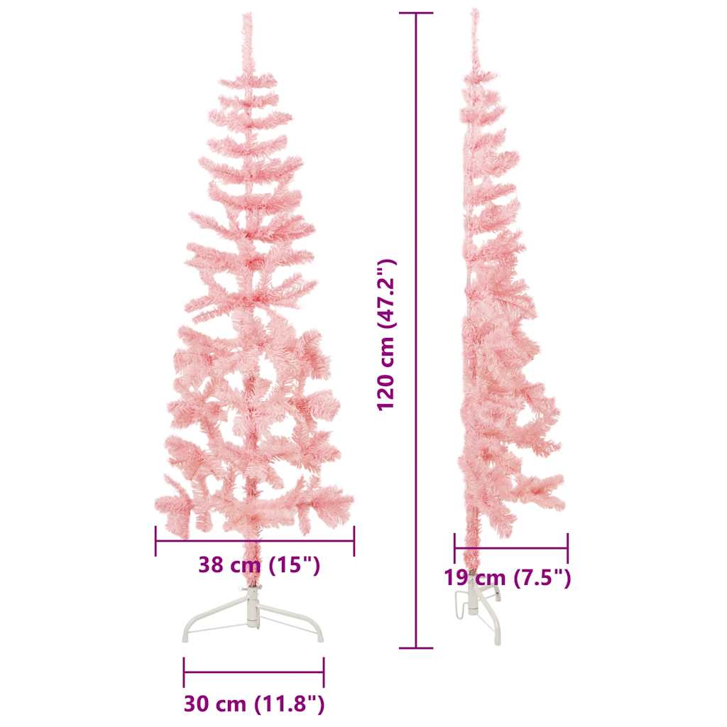 Slim Artificial Half Christmas Tree with Stand Pink 120 cm