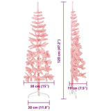 Slim Artificial Half Christmas Tree with Stand Pink 120 cm - Extra Image