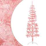 Slim Artificial Half Christmas Tree with Stand Pink 150 cm - Side View