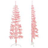 Slim Artificial Half Christmas Tree with Stand Pink 150 cm - 45-Degree Angle