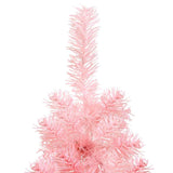 Slim Artificial Half Christmas Tree with Stand Pink 150 cm - Rear View