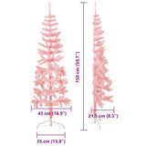 Slim Artificial Half Christmas Tree with Stand Pink 150 cm