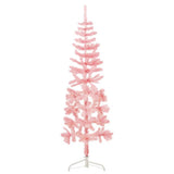 Slim Artificial Half Christmas Tree with Stand Pink 180 cm