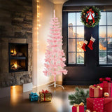 Slim Artificial Half Christmas Tree with Stand Pink 180 cm - Front View