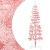 Slim Artificial Half Christmas Tree with Stand Pink 180 cm - Side View
