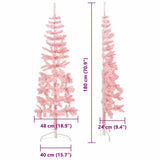 Slim Artificial Half Christmas Tree with Stand Pink 180 cm - Extra Image