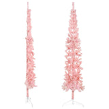 Slim Artificial Half Christmas Tree with Stand Pink 210 cm - Side View