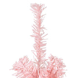 Slim Artificial Half Christmas Tree with Stand Pink 210 cm - Top-Down View