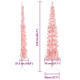 Slim Artificial Half Christmas Tree with Stand Pink 210 cm - Low Angle