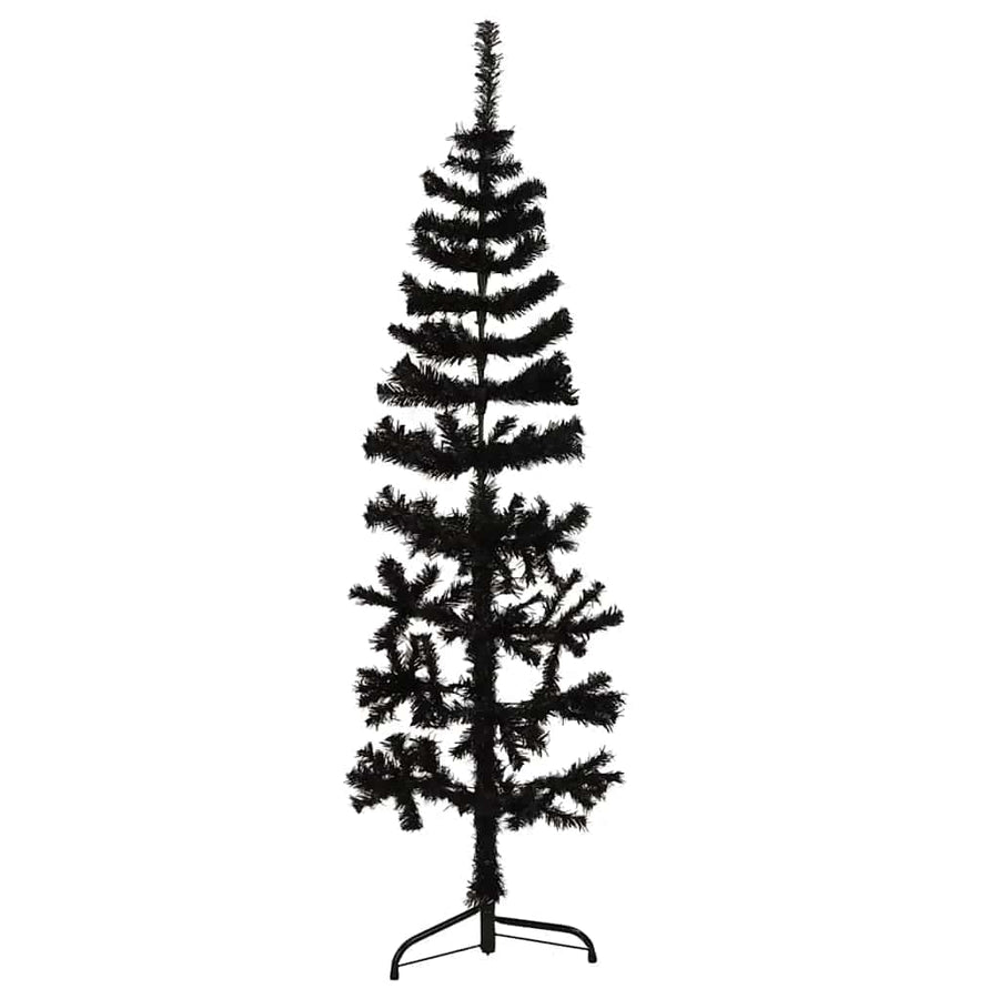 Slim Artificial Half Christmas Tree with Stand Black 120 cm