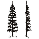 Slim Artificial Half Christmas Tree with Stand Black 120 cm - Side View