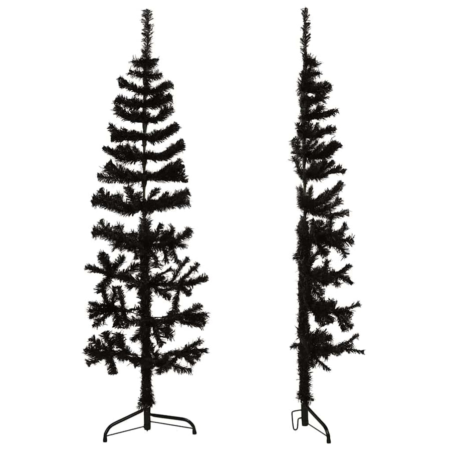 Slim Artificial Half Christmas Tree with Stand Black 120 cm