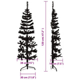 Slim Artificial Half Christmas Tree with Stand Black 120 cm - Low Angle
